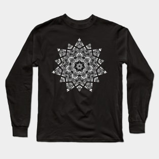 Star Burst Kaleidoscope | Geometric Hexagon Pattern White Black Long Sleeve T-Shirt